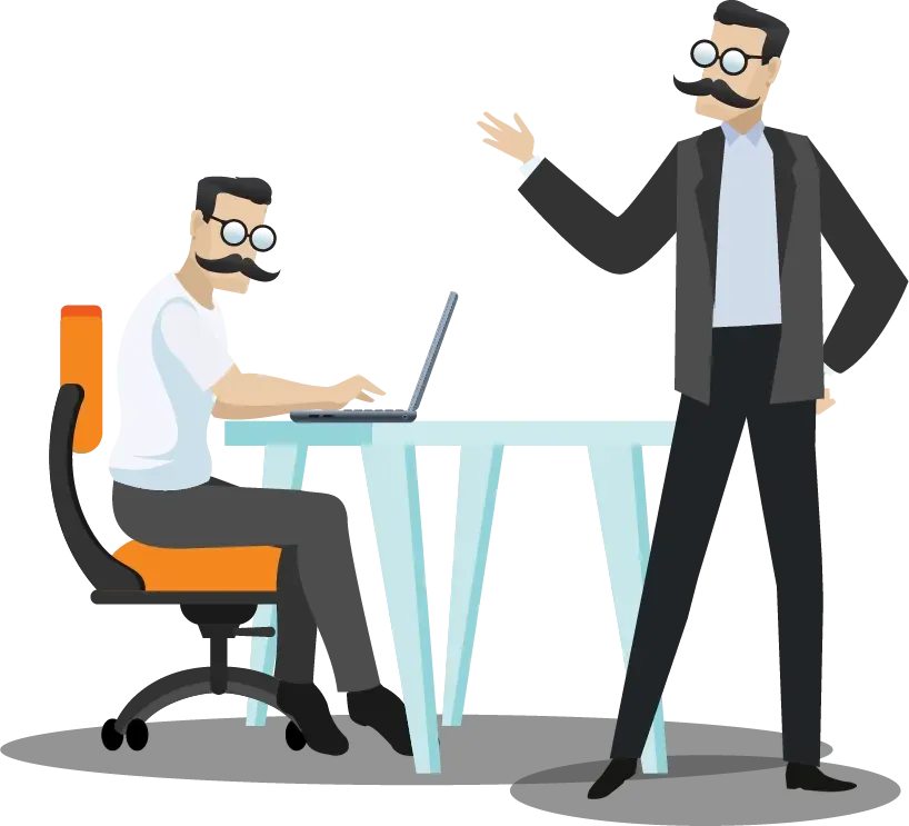 Two team members collaborating on AI search optimization